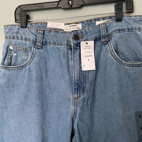 NWT Cotton:On Low Rise Baggy Jean rain blue rip 8 - Picture 3 of 11